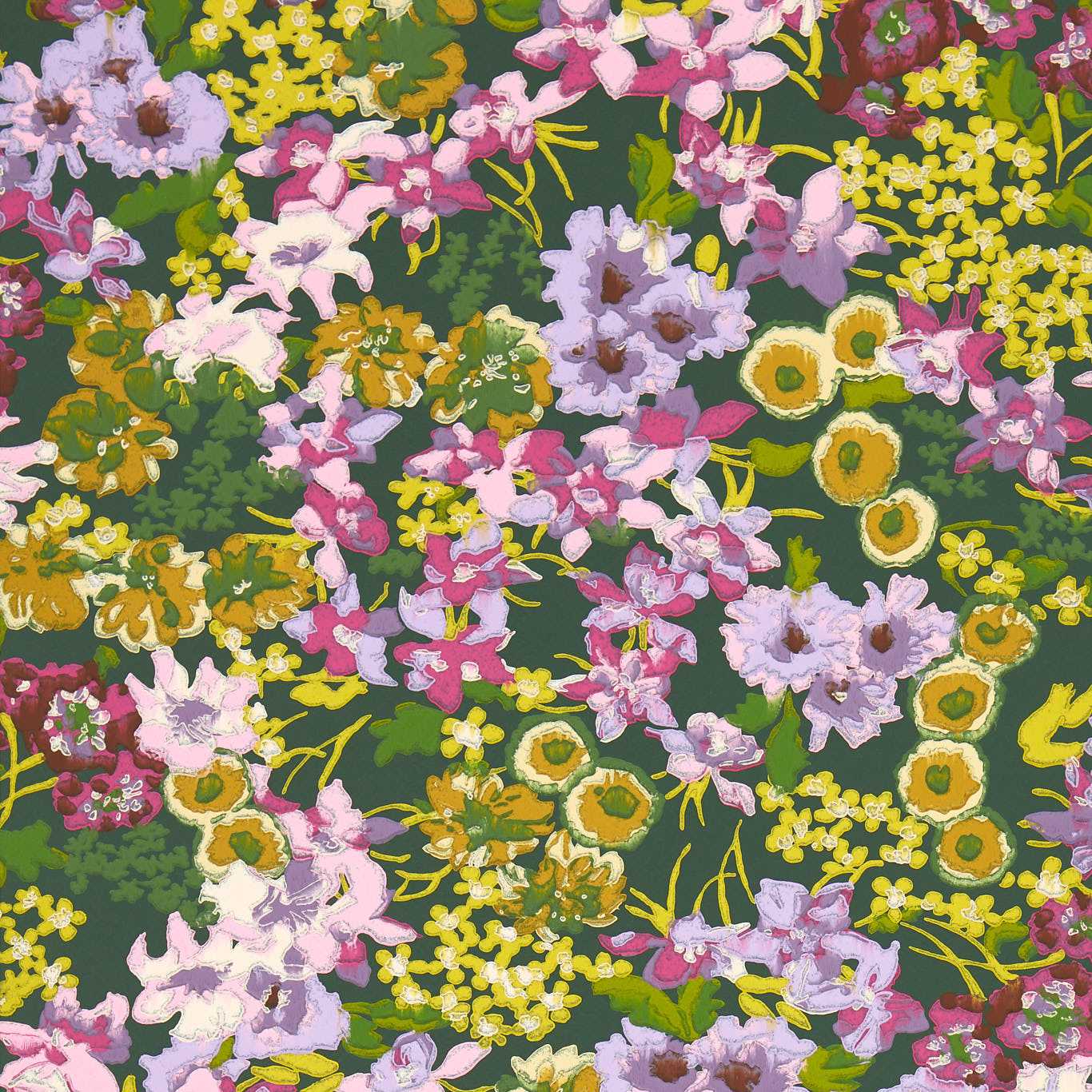 Wildflower Meadow Wallpaper - Emerald/Amethyst/Peridot - HSRW113049 - Harlequin - Premier Wallcovering