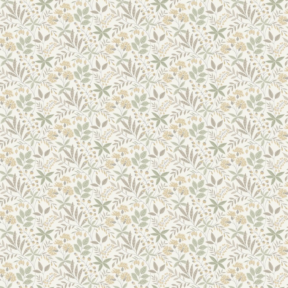 Wilma Wallpaper - Green / Yellow - Boråstapeter - 38752 - Premier Wallcovering