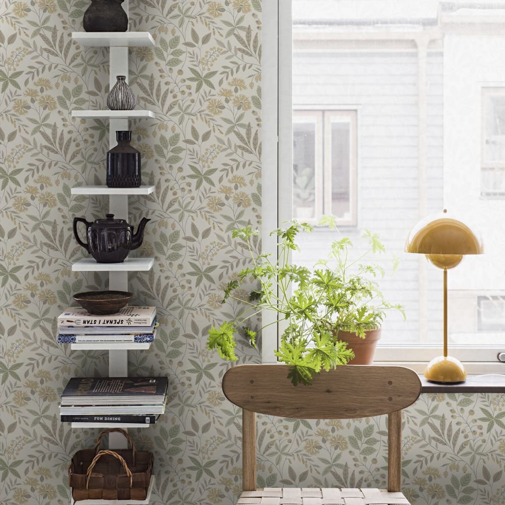 Wilma Wallpaper - Green / Yellow - Boråstapeter - 38752 - Premier Wallcovering