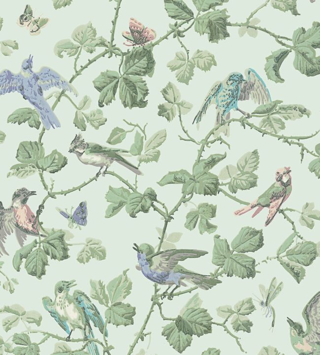 Winter Birds Wallpaper - Lilac & Teal on Duck Egg - 100/2007 - Cole & Son - Premier Wallcovering