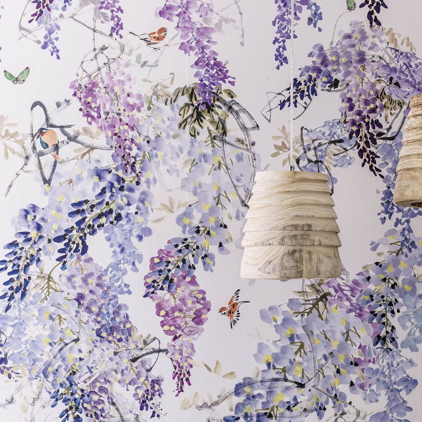 Wisteria Fall Panel A Wallpaper - Lilac - Sanderson - DWAP216296