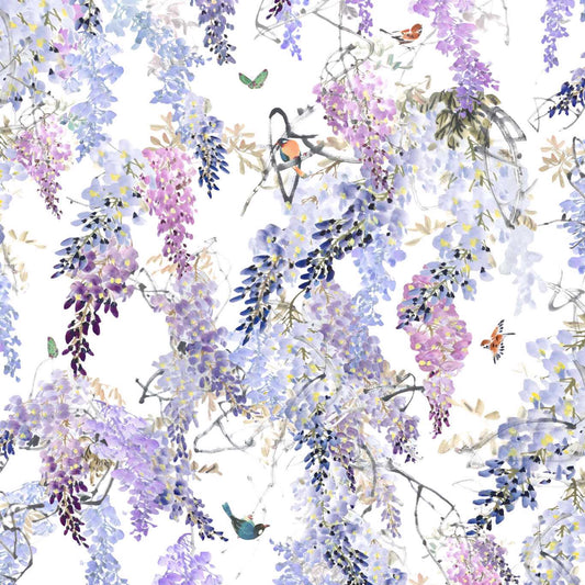 Wisteria Fall Panel A Wallpaper - Lilac - Sanderson - DWAP216296