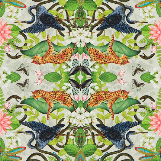 Wonderlust Tea Story Wallpaper - Dove - Clarke & Clarke - W0136/02 - Premier Wallcovering