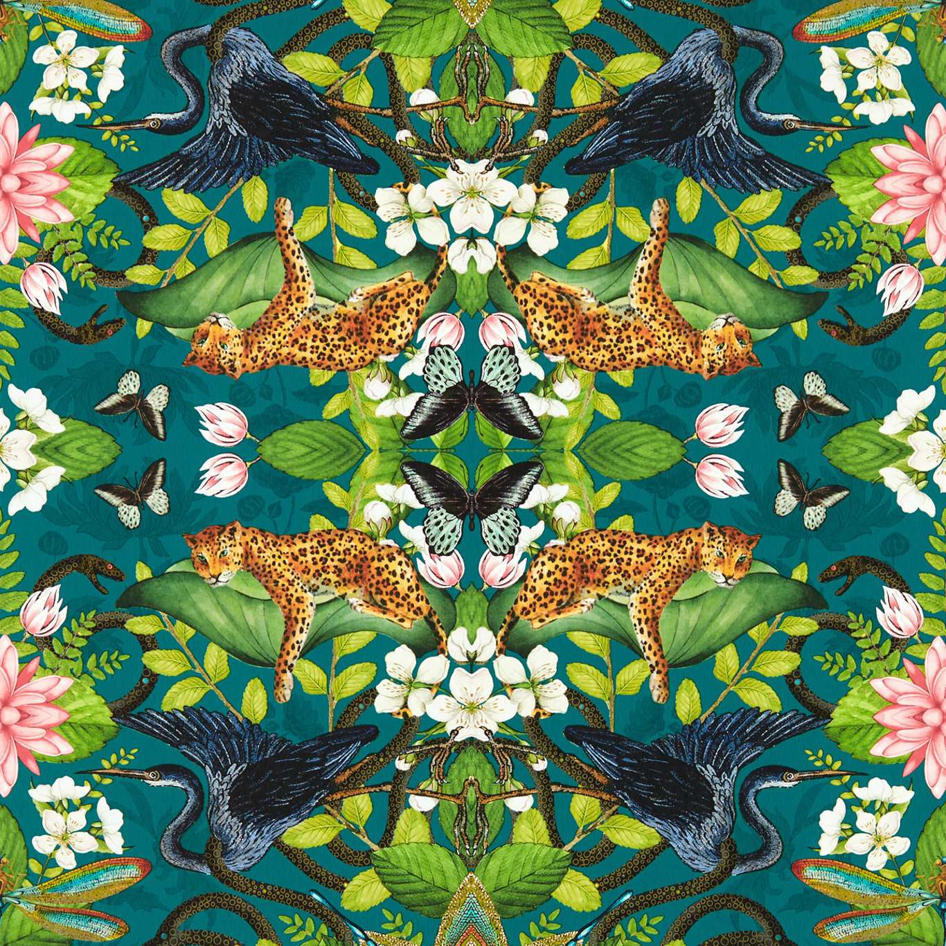 Wonderlust Tea Story Wallpaper - Teal - Clarke & Clarke - W0136/03 - Premier Wallcovering