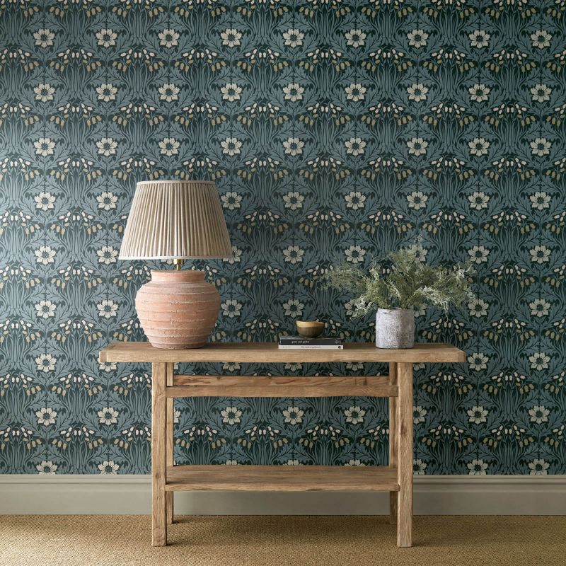 Woodbell & Anemone Wallpaper - Indigo - Morris & Co - 217574 - Premier Wallcovering