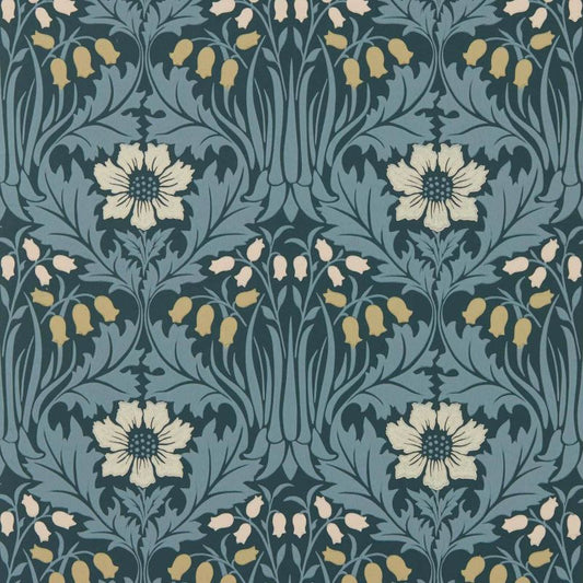 Woodbell & Anemone Wallpaper - Indigo - Morris & Co - 217574