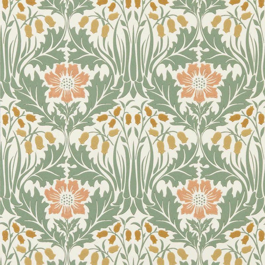 Woodbell & Anemone Wallpaper - Rose/Sage - Morris & Co - 217573