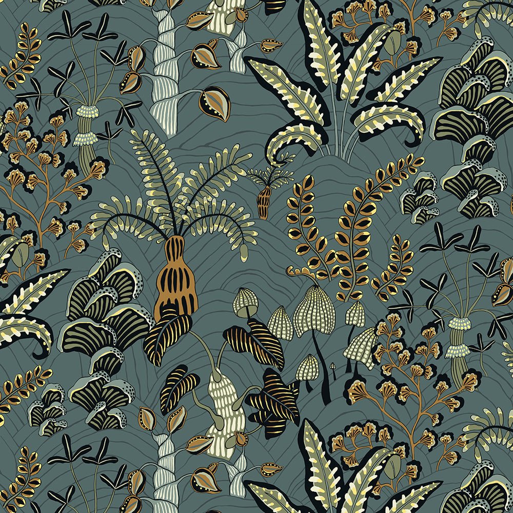 Woodland Floor Wallpaper - Petrol and Sage - Josephine Munsey - JMW-101221 - Premier Wallcovering