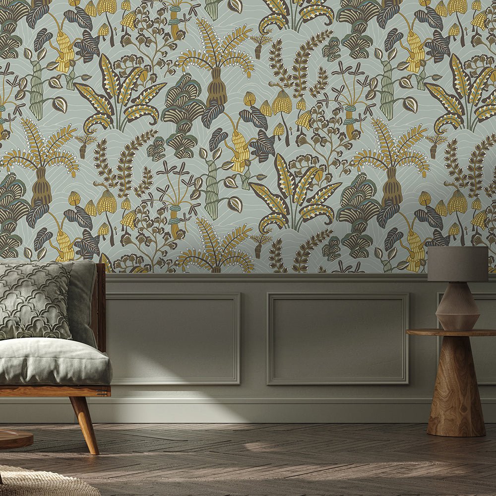 Woodland Floor Wallpaper - Celadon and Lemon - Josephine Munsey - JMW-101201 - Premier Wallcovering