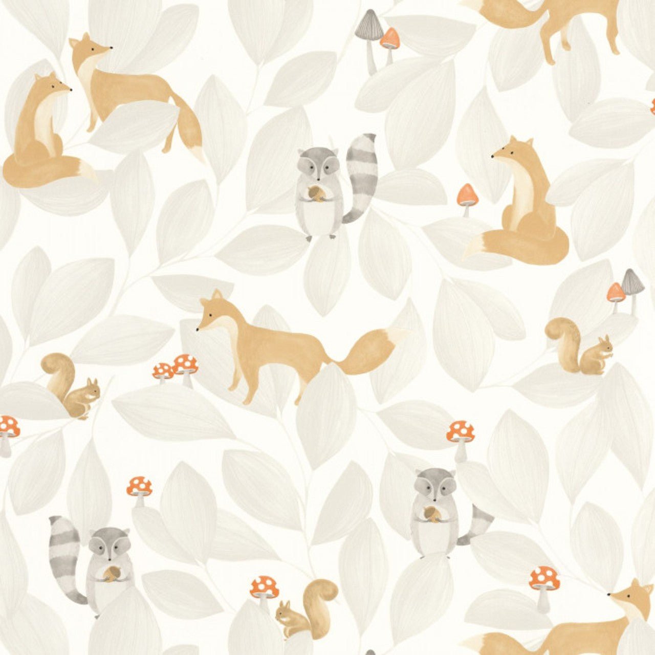 Woodland Friends Once Upon A Time Wallpaper - Gris Duvet - Casadeco - 88279807 - Premier Wallcovering