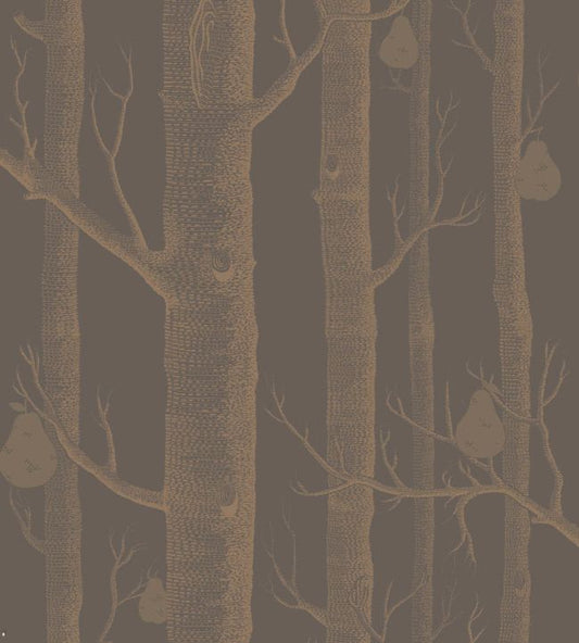 Woods & Pears Wallpaper - Metallic Bronze on Charcoal - 95/5028 - Cole & Son - Premier Wallcovering