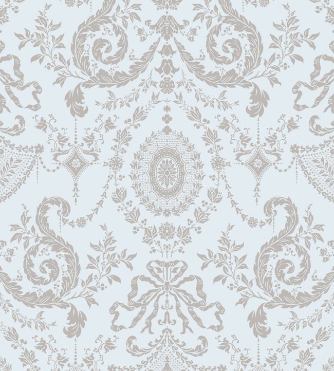 Woolverston Wallpaper - Metallic Gilver on Pale Seafoam - 88/10041 - Cole & Son - Premier Wallcovering