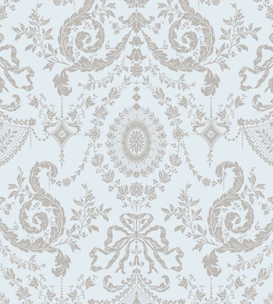 Woolverston Wallpaper - Metallic Gilver on Pale Seafoam - 88/10041 - Cole & Son - Premier Wallcovering