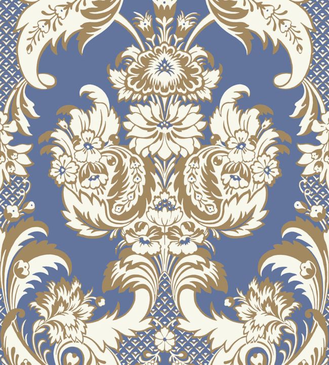 Wyndham Wallpaper - Chalk & Metallic Gold on Cerulean Sky - 94/3016 - Cole & Son - Premier Wallcovering