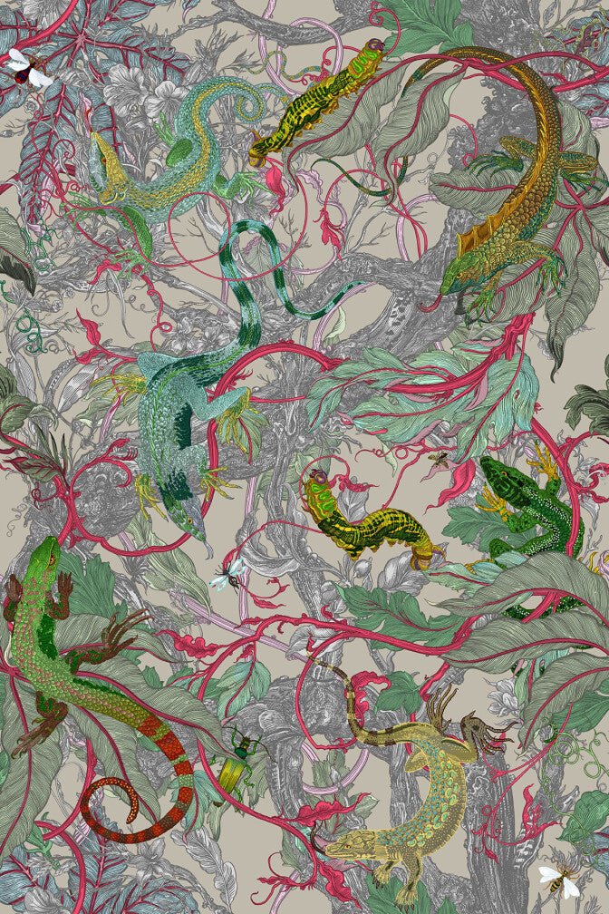 XL Jungle Modular Wallpaper Panels - Lacerta - Timorous Beasties - JNGL/XLJNGLP/SMCA/05/A - Premier Wallcovering