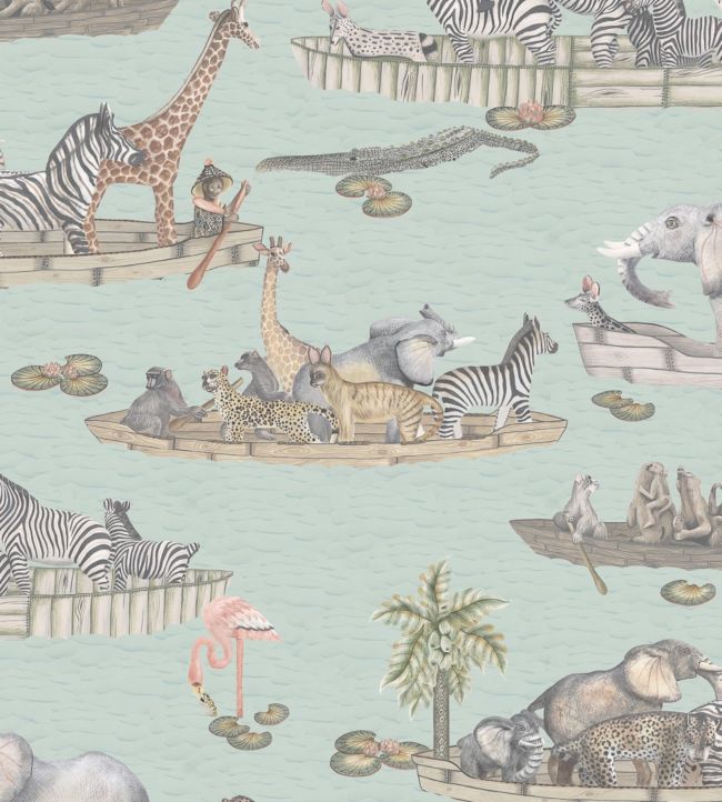 Zambezi Wallpaper - Multi on Seafoam - 109/14063 - Cole & Son - Premier Wallcovering