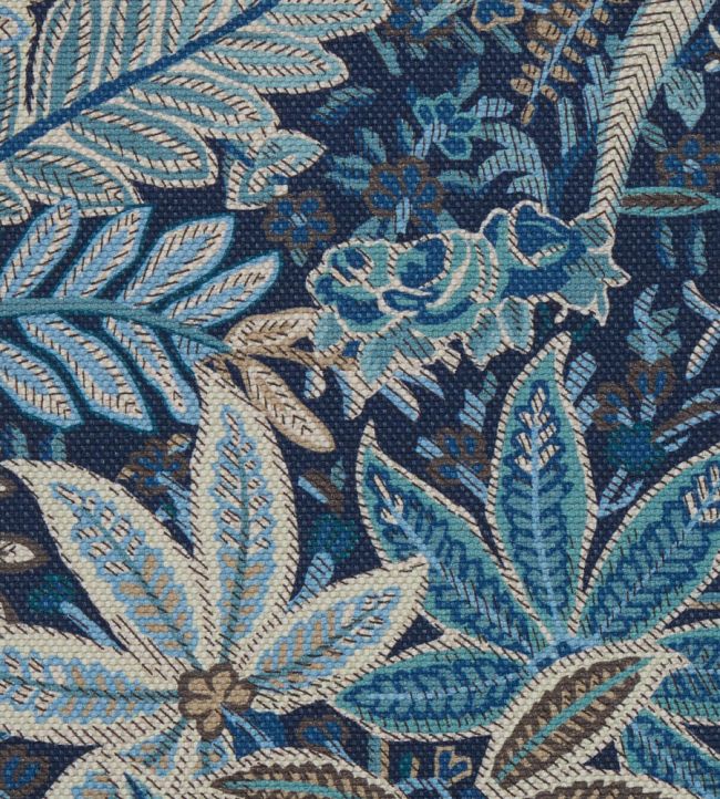 Persian Voyage in Amersham Linen Fabric - Blue 