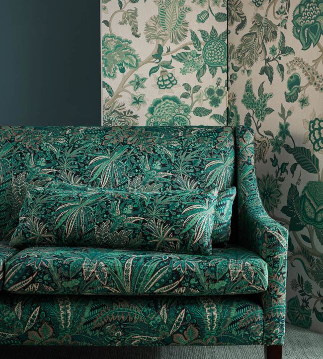 Persian Voyage in Amersham Linen Room Fabric - Green