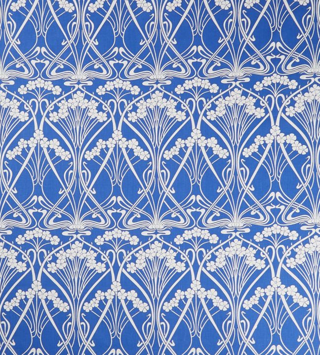 Ianthe Bloom Stencil in Chiltern Linen Fabric - Blue