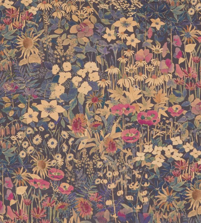 Faria Flowers in Vintage Velvet Fabric - Multicolor 