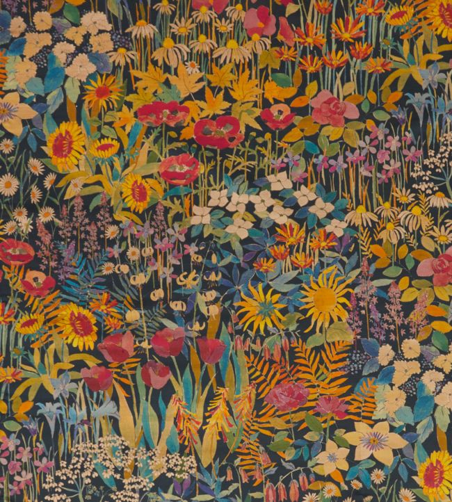 Faria Flowers in Vintage Velvet Fabric - Yellow
