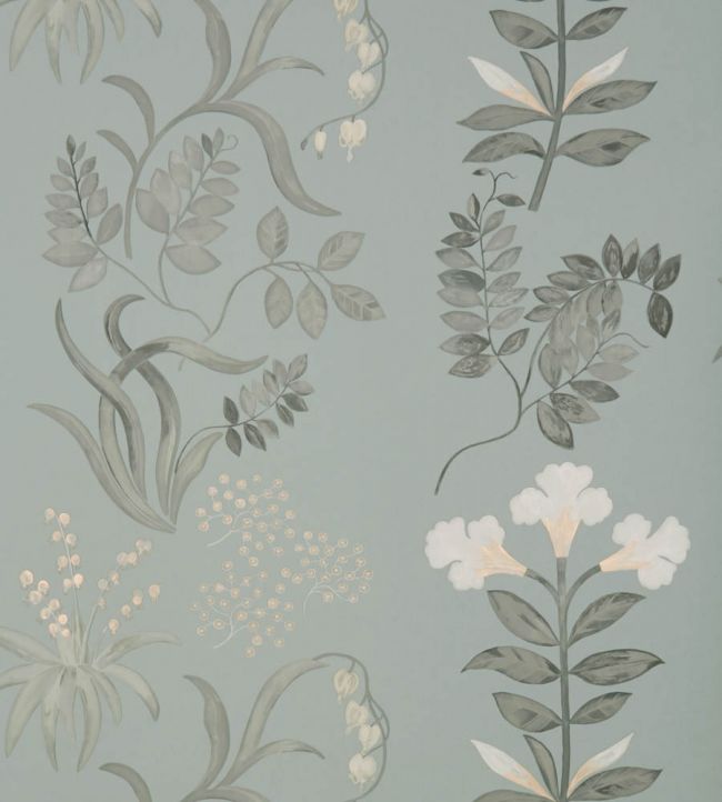 Botanical Stripe Wallpaper - Gray