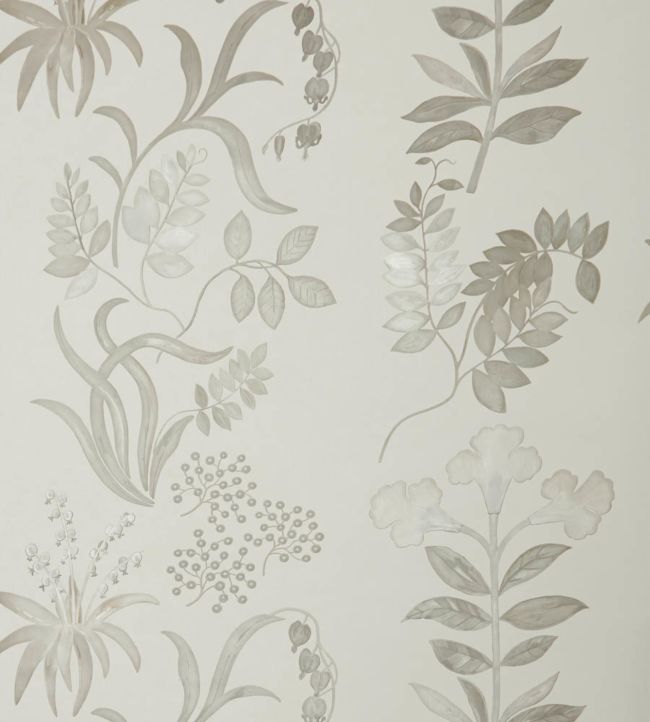 Botanical Stripe Wallpaper - Silver