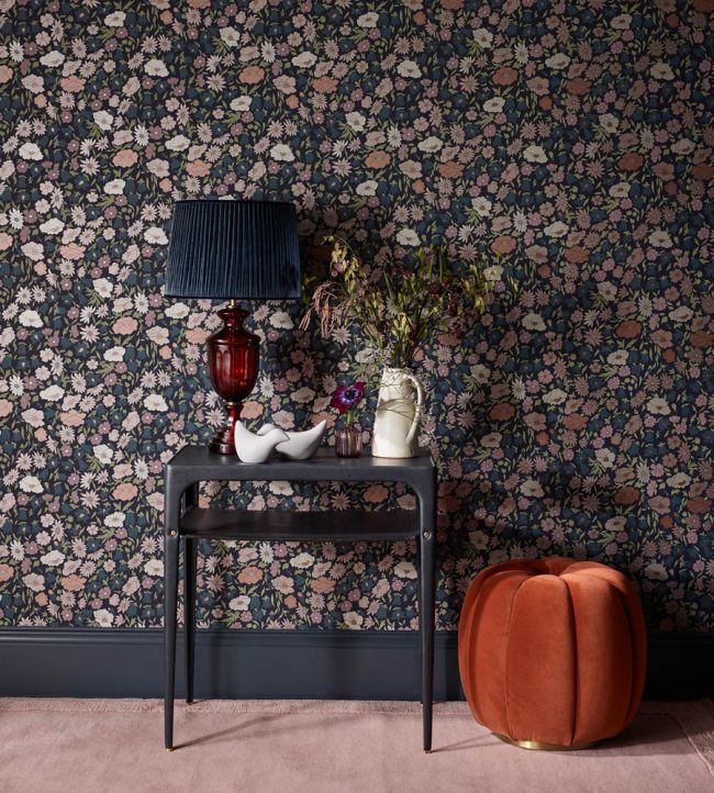 Poppy Meadowfield Room Wallpaper - Blue