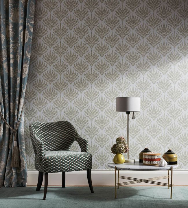 Paisley Fern Room Wallpaper - Gray