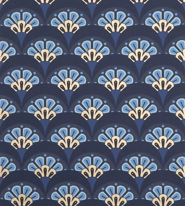 Deco Scallop Wallpaper - Blue