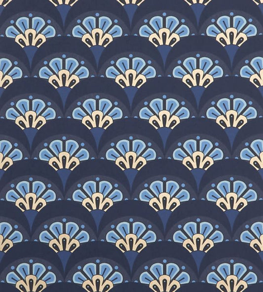 Deco Scallop Wallpaper - Blue