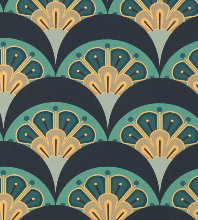 Deco Scallop Room Wallpaper - Green
