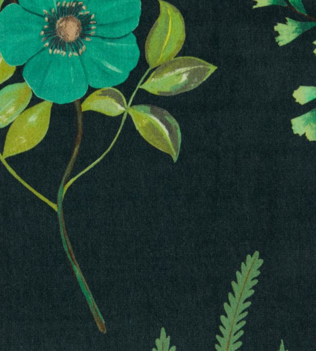 Botanical Flora in Wellington Velvet Fabric - Green
