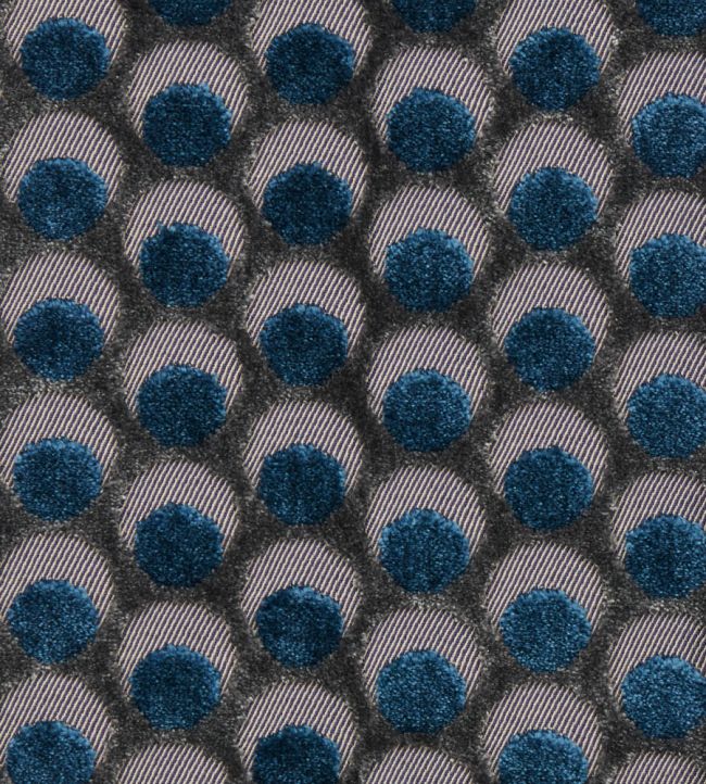 Ottoman Spot in Cut Velvet Fabric - Blue 