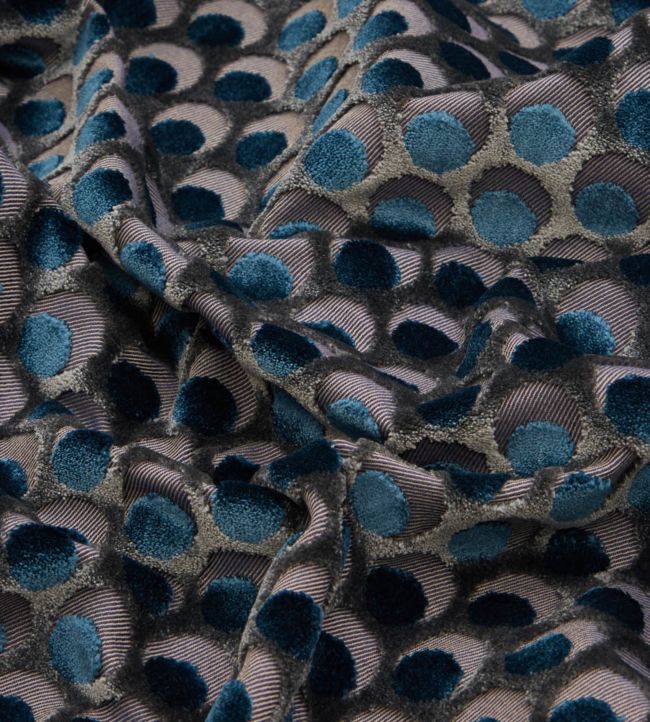 Ottoman Spot in Cut Room Velvet Fabric - Blue