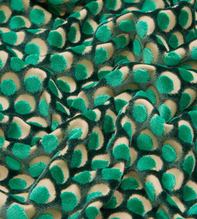 Ottoman Spot in Cut Room Velvet Fabric - Green
