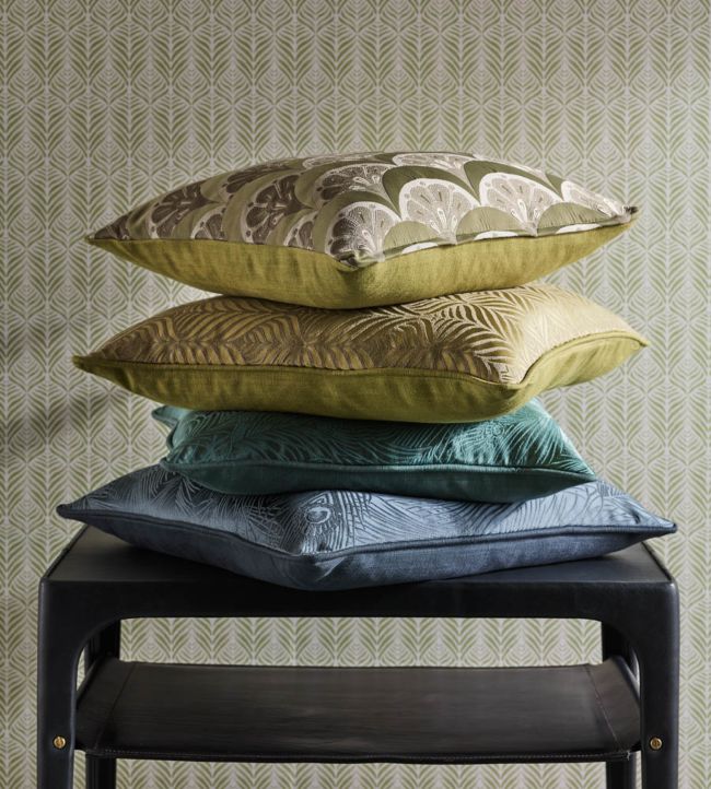 Deco Scallop in Multi Jacquard Room Fabric - Green 