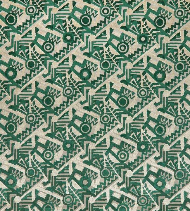 Zig Zag Velvet Fabric - Green