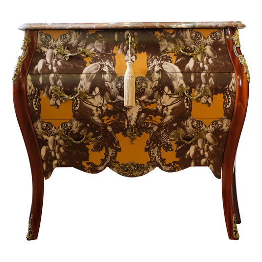 (811) Rococo Three Drawer Chest With Marble Top