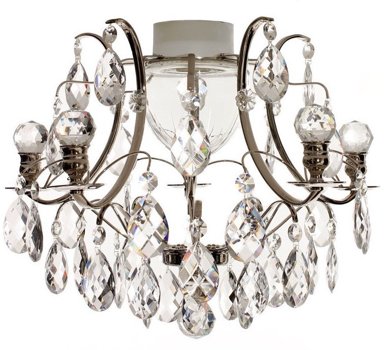 04 Nickel Bathroom Chandelier with Almond Crystals and Orbs