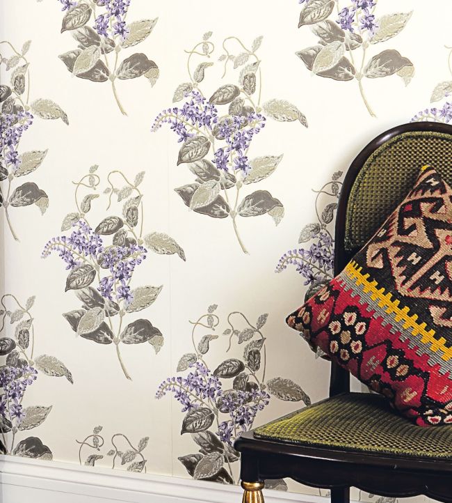 Madras Violet Room Wallpaper - Gray