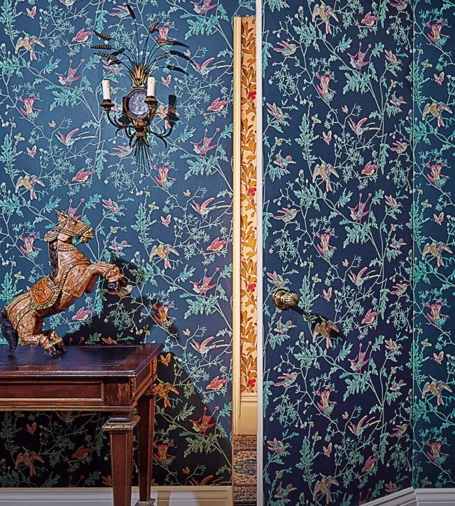 Hummingbirds Room Wallpaper - Blue