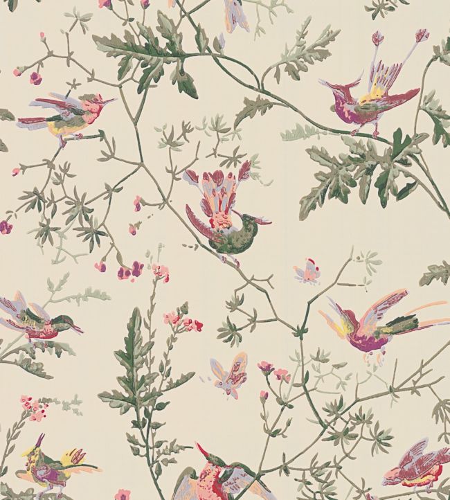 Hummingbirds Wallpaper - Cream