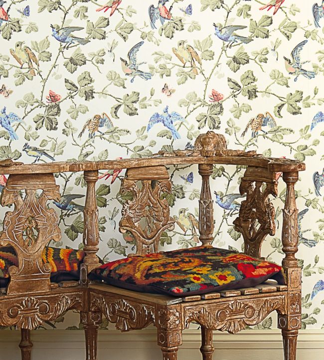 Winter Birds Wallpaper - Green - Cole & Son