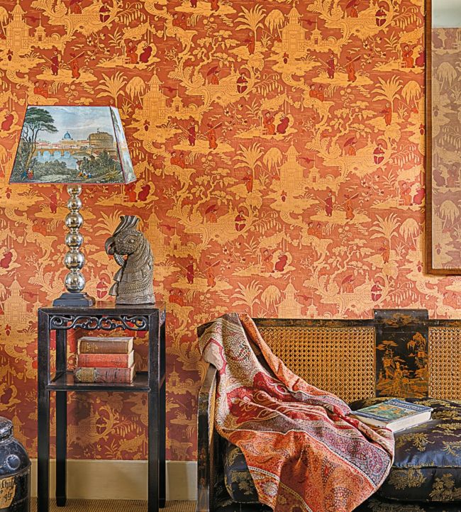 Chinese Toile Wallpaper - Orange - Cole & Son
