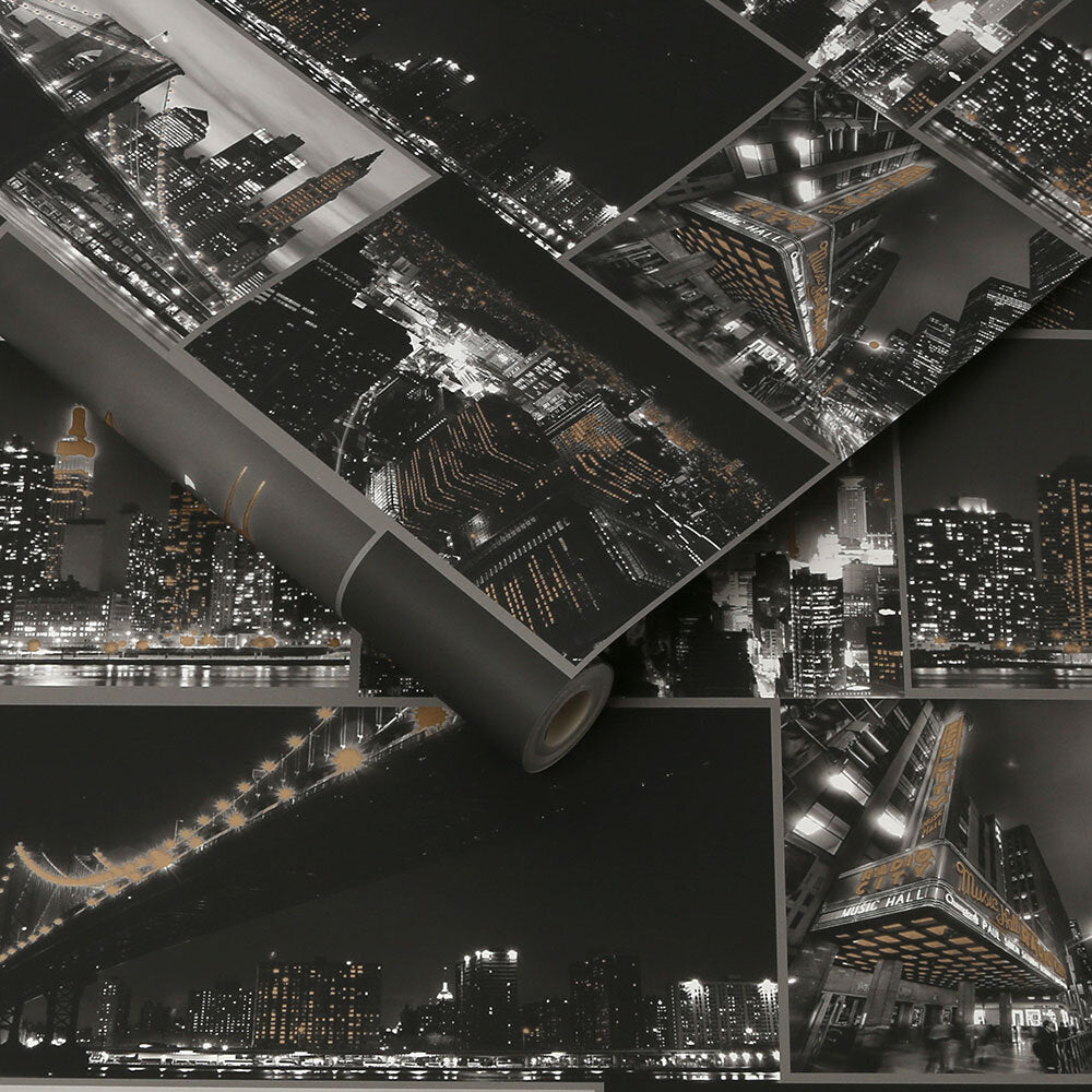 City at Night Wallpaper - Black