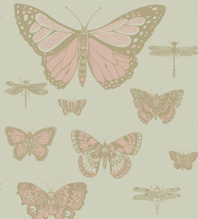 Butterflies & Dragonflies Wallpaper - Green