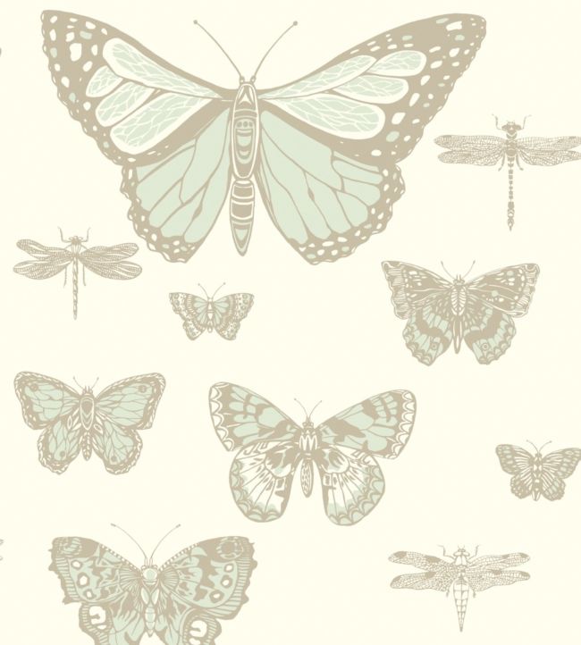Butterflies & Dragonflies Wallpaper - White