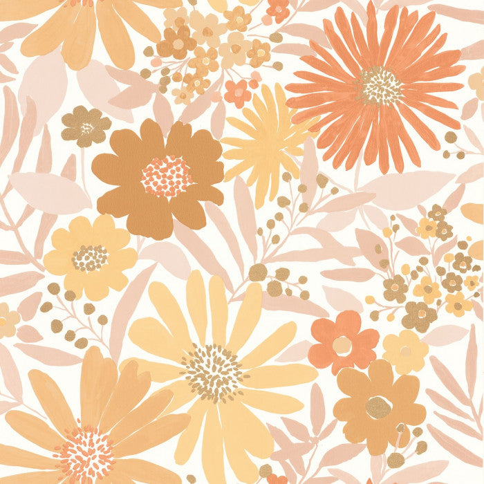 Marguerite Wallpaper - Orange