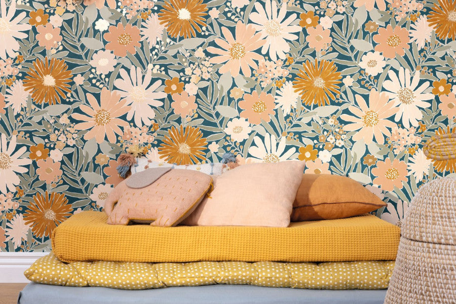 Marguerite Room Wallpaper - Blue